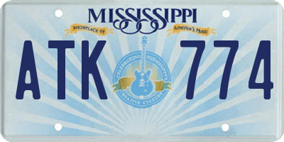 MS license plate ATK774