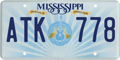 MS license plate ATK778
