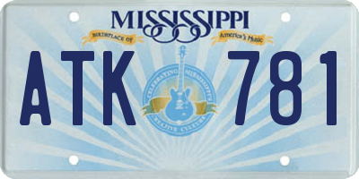 MS license plate ATK781