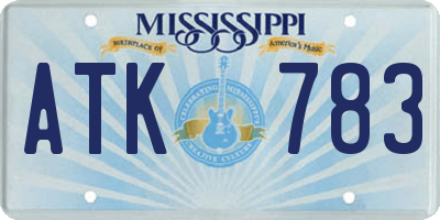 MS license plate ATK783