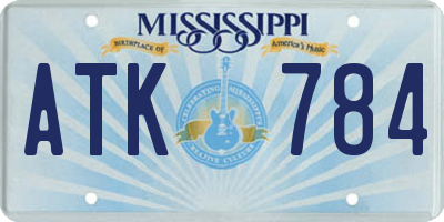 MS license plate ATK784
