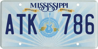 MS license plate ATK786