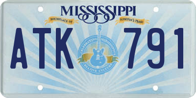 MS license plate ATK791