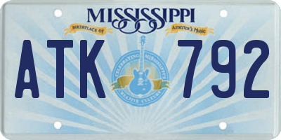 MS license plate ATK792