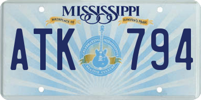 MS license plate ATK794