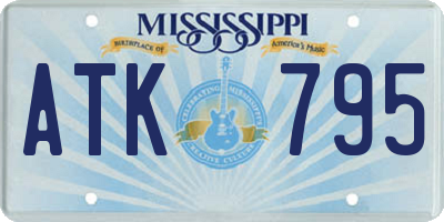 MS license plate ATK795