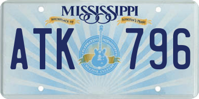MS license plate ATK796