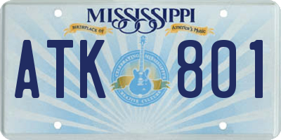 MS license plate ATK801