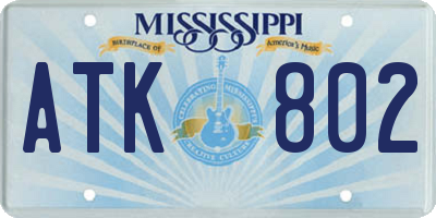 MS license plate ATK802