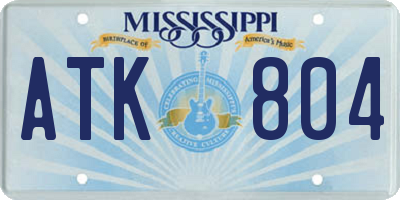 MS license plate ATK804