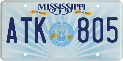 MS license plate ATK805