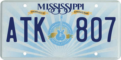 MS license plate ATK807