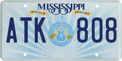 MS license plate ATK808