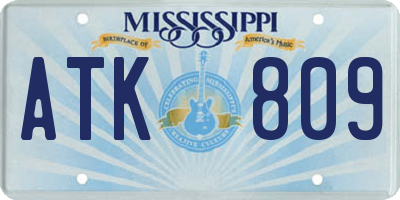 MS license plate ATK809