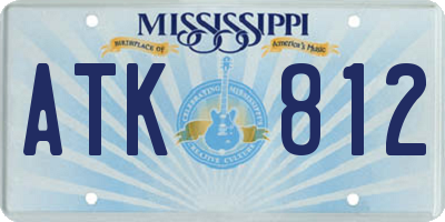 MS license plate ATK812