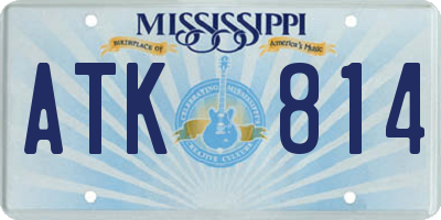 MS license plate ATK814
