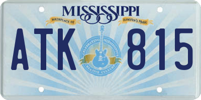 MS license plate ATK815