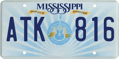 MS license plate ATK816