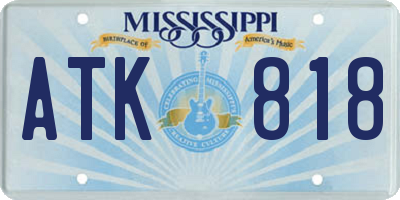 MS license plate ATK818
