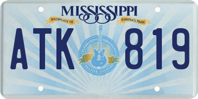 MS license plate ATK819
