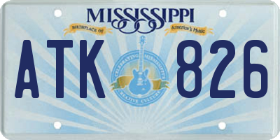 MS license plate ATK826