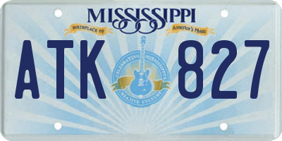 MS license plate ATK827