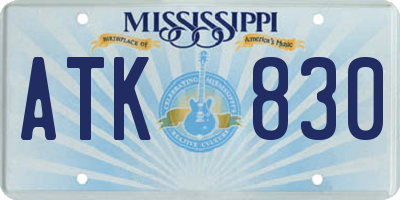 MS license plate ATK830