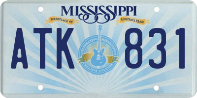 MS license plate ATK831