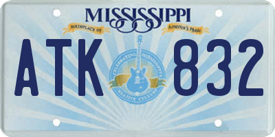 MS license plate ATK832