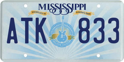 MS license plate ATK833