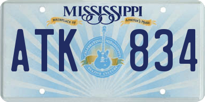 MS license plate ATK834
