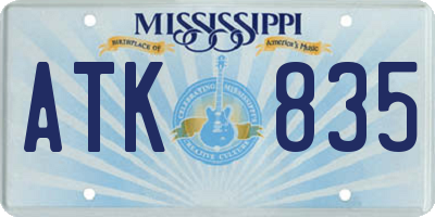 MS license plate ATK835