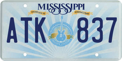 MS license plate ATK837