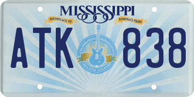 MS license plate ATK838