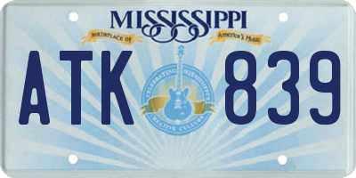 MS license plate ATK839