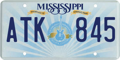 MS license plate ATK845