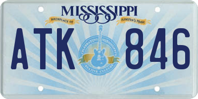 MS license plate ATK846
