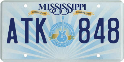 MS license plate ATK848