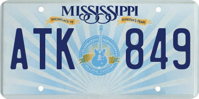 MS license plate ATK849