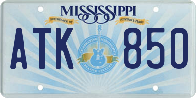 MS license plate ATK850