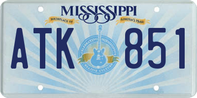 MS license plate ATK851