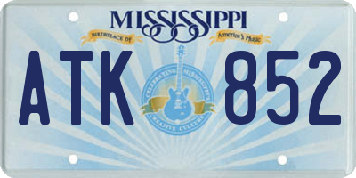 MS license plate ATK852