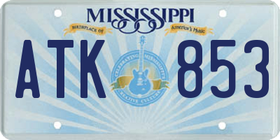 MS license plate ATK853