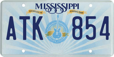 MS license plate ATK854