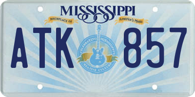 MS license plate ATK857