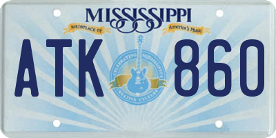 MS license plate ATK860
