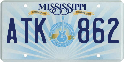 MS license plate ATK862