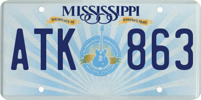 MS license plate ATK863