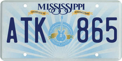 MS license plate ATK865
