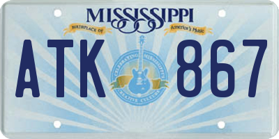 MS license plate ATK867